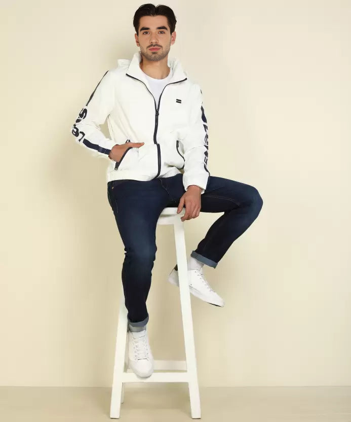 Levi's White Full Sleeves Printed Jacket- WindCheater