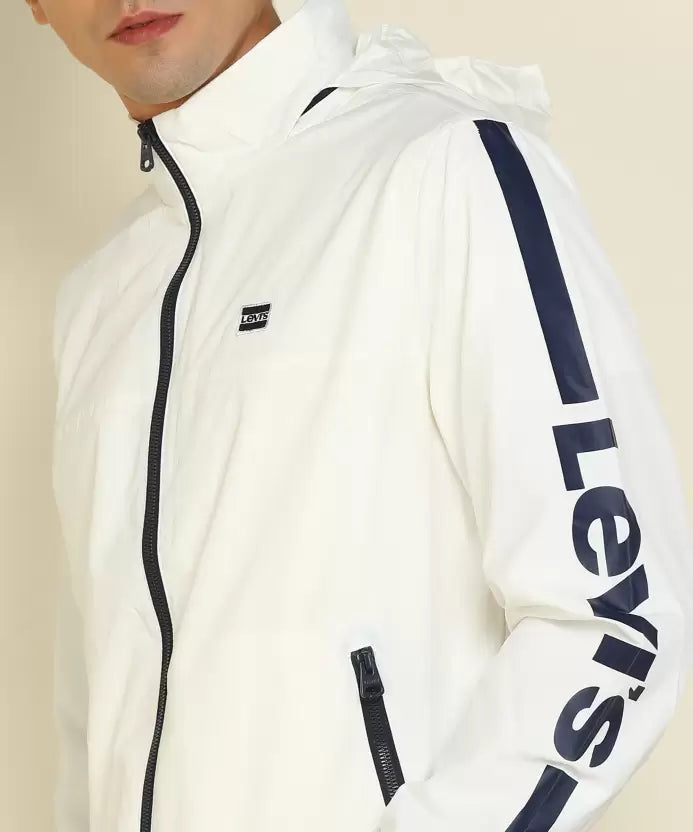 Levi's White Full Sleeves Printed Jacket- WindCheater
