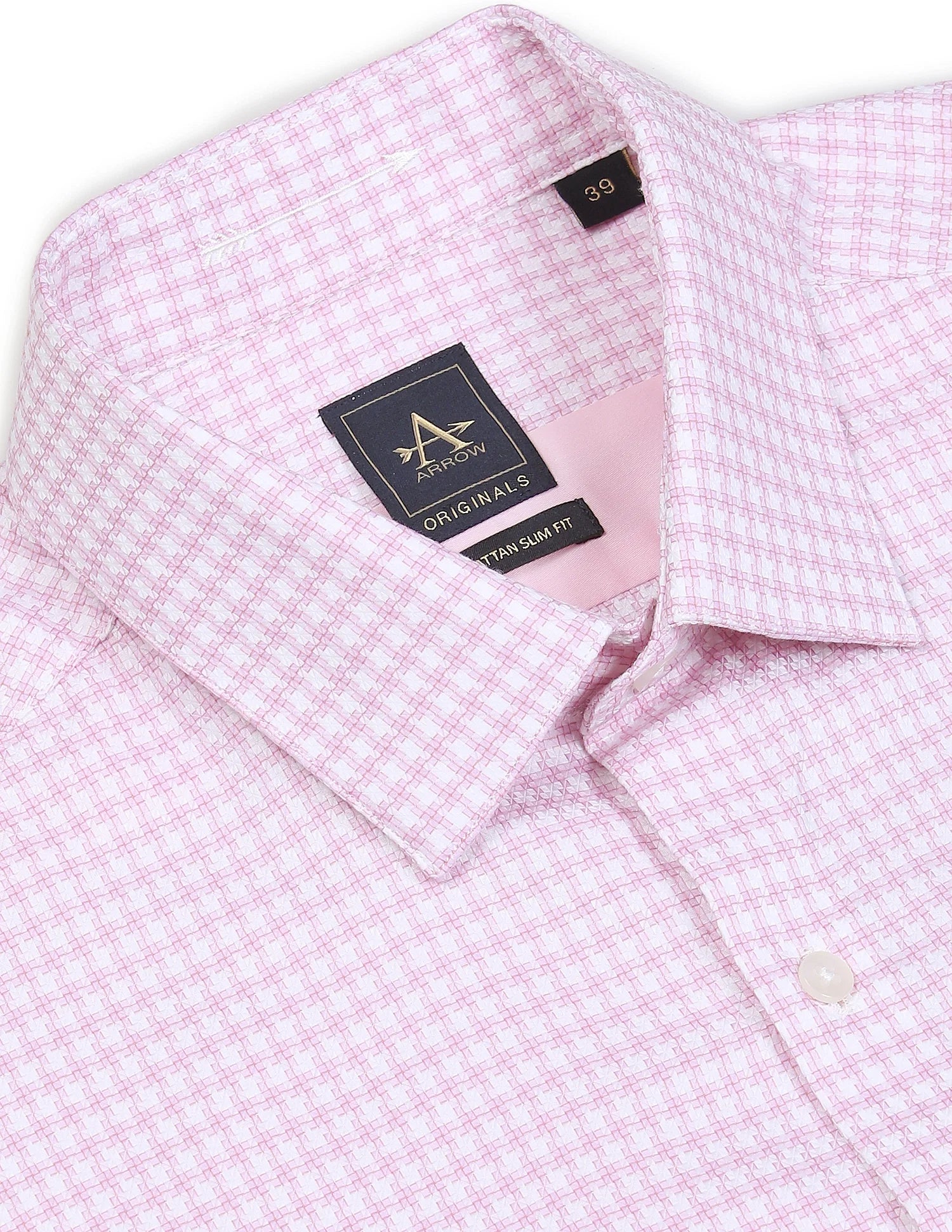Arrow's Men Pink Pure Cotton Geometrical Pattern Formal Shirt