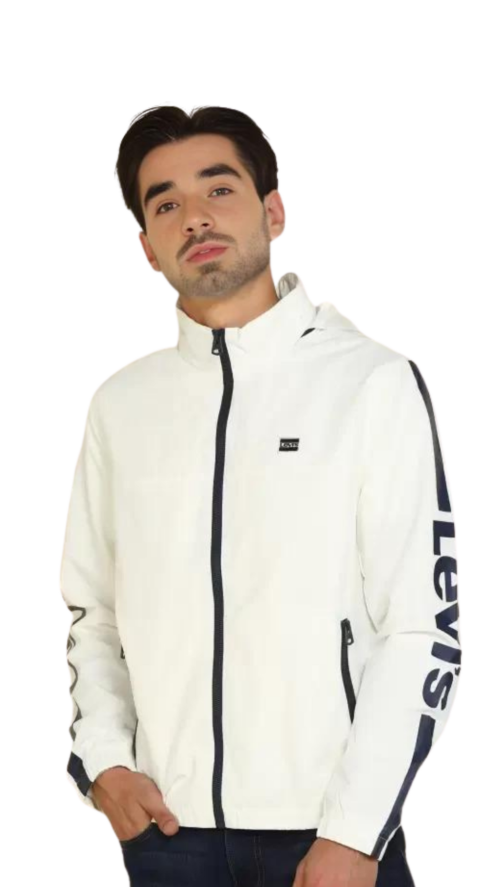 Levi s White Full Sleeves Printed Jacket WindCheater
